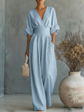 Tuta elegante a scollo a V in vita alta • S1