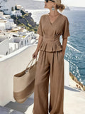 Set da donna elegante con scollo a V e maniche corte • S1