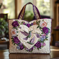 Borsa imbottita realizzata a mano con colibrì su un cuore